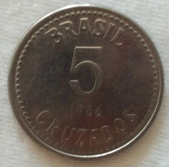 Moeda 5 cruzados 1986