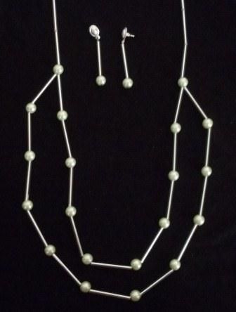 Conjunto Colar e Brinco Pérolas Verde